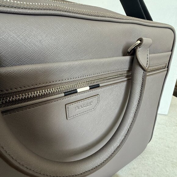 Bally Plinye Grey Saffiano Leather Palladio hardware computer briefcase 6306297 - Picture 3 of 15